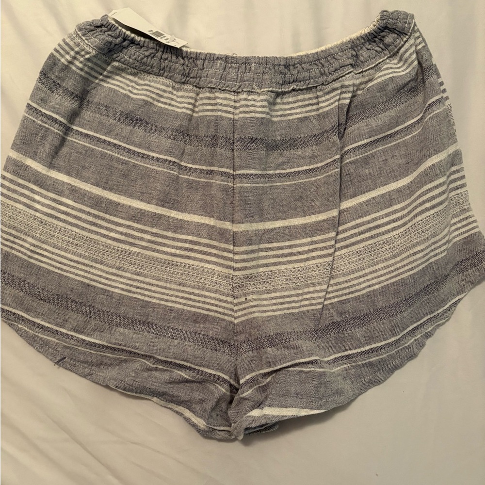 Abercrombie & Fitch Cotton & Linen  Chambray Striped Beach Shorts Medium  NWT - Picture 7 of 8
